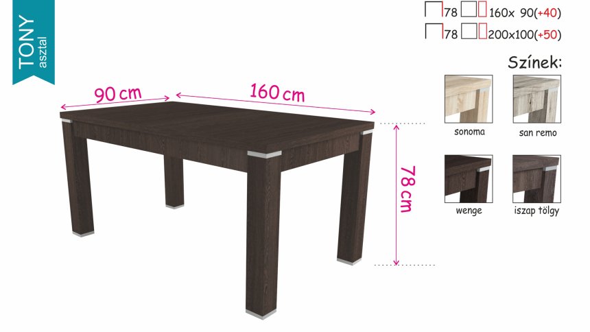 Tony asztal 160 cm